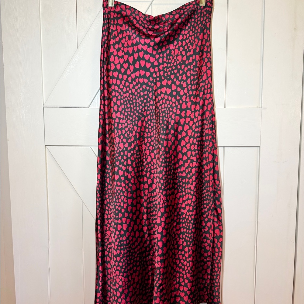 Rachel Zoe black with red hearts slip skirt. Valentines Day.